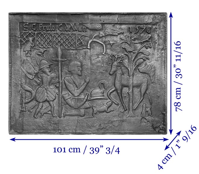 Cast iron fireplace plaque depicting 