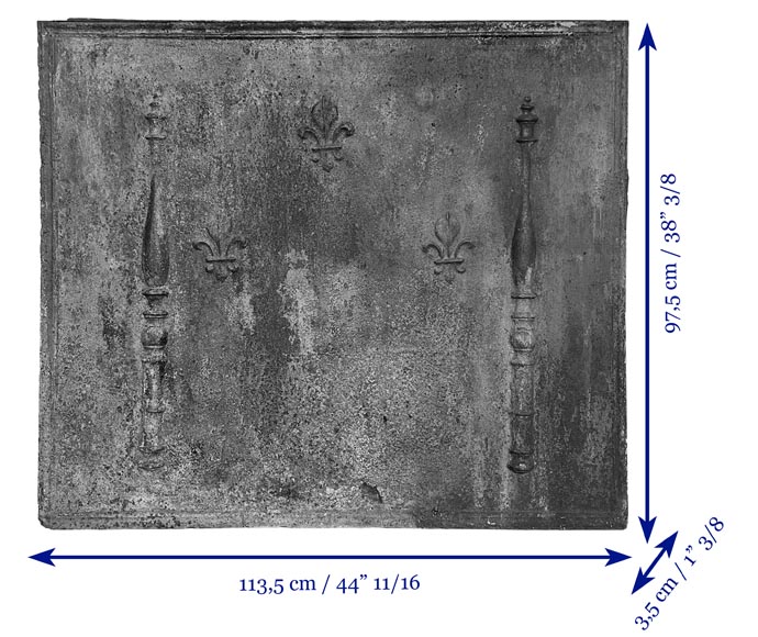 Fireplace plaque with fleur-de-lis and Pillars of Hercules-5