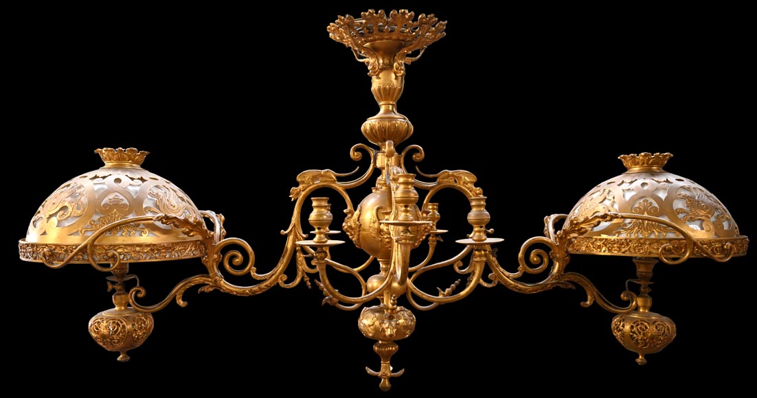 Napoléon III period gilt-bronze billiard chandelier-0