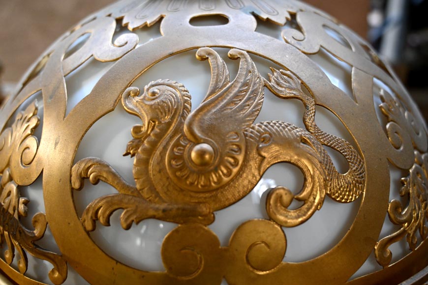 Napoléon III period gilt-bronze billiard chandelier-4