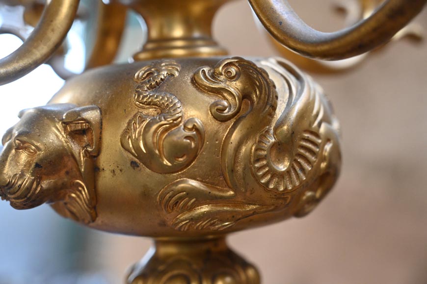 Napoléon III period gilt-bronze billiard chandelier-9