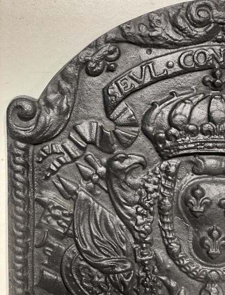 “Alone against all”, Louis XIV style fireplace plaque with the Arms of France-1