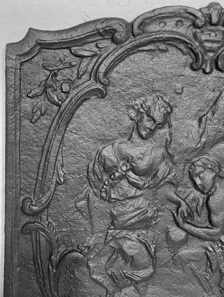 Louis XV style fireplace plaque with a gallant scene-1