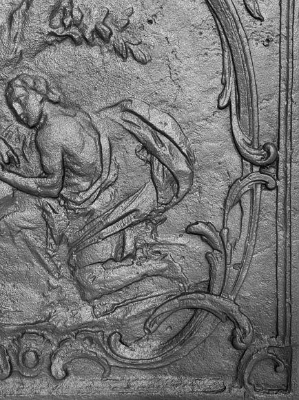 Louis XV style fireplace plaque with a gallant scene-6