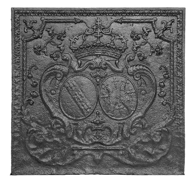 Fireplace plaque with crowned coat of arms-0