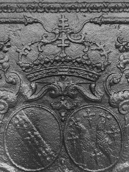 Fireplace plaque with crowned coat of arms-3