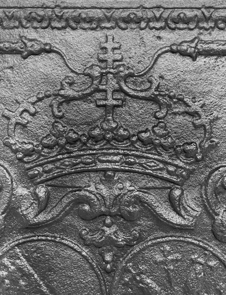 Fireplace plaque with crowned coat of arms-5
