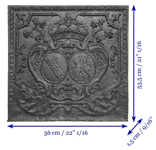 Fireplace plaque with crowned coat of arms-9