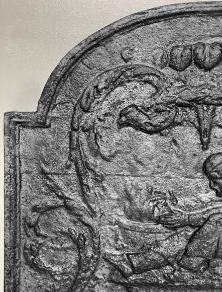 Fireplace plaque with figures near the fire-1