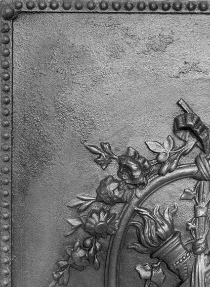 Louis XVI style fireplace plaque with quivers and torches-1