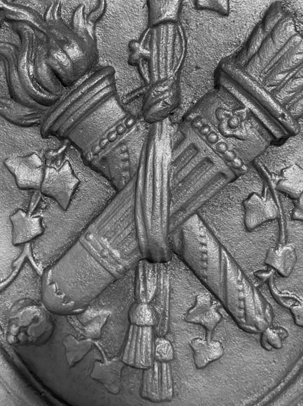 Louis XVI style fireplace plaque with quivers and torches-4