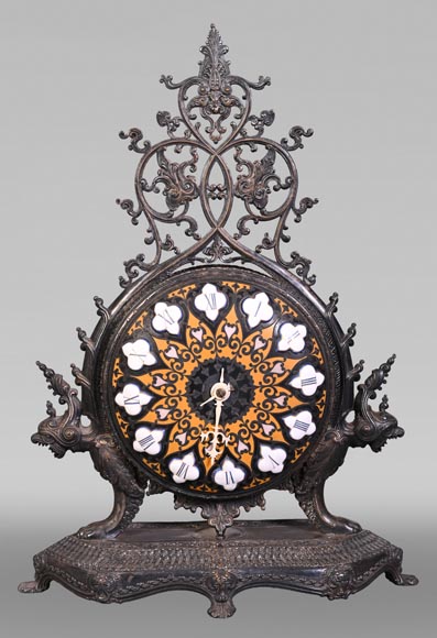 BOYE Ch, Orientalist Cloisonné Mantel Clock-0