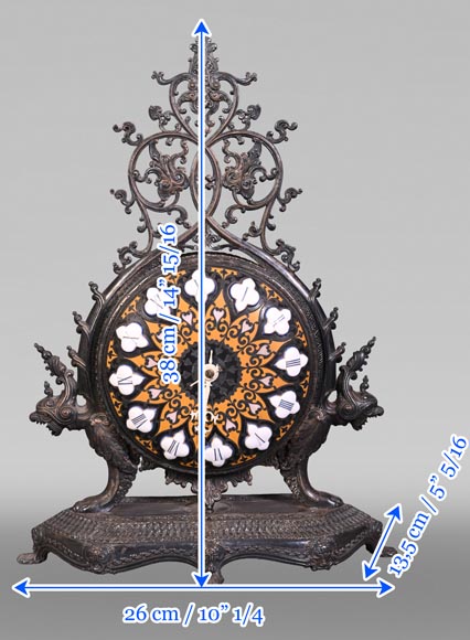 BOYE Ch, Orientalist Cloisonné Mantel Clock-8