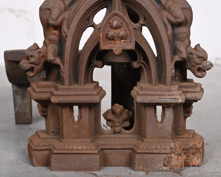 Pair of Neo-Gothic Iron Fire Dogs Pair of Neo-Gothic Iron Fire Dogs-8