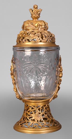 “Gourd” bowl, engraved crystal and gilt bronze-0