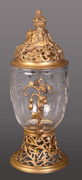 “Gourd” bowl, engraved crystal and gilt bronze-1
