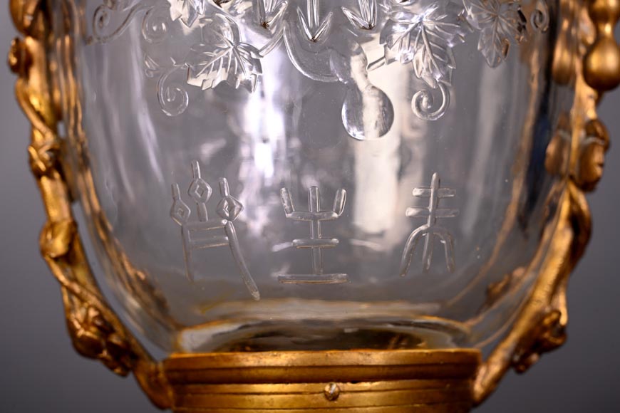 “Gourd” bowl, engraved crystal and gilt bronze-8