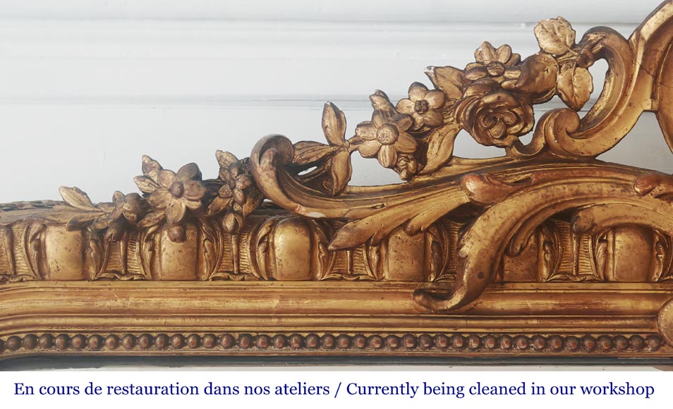 Louis XV style gilt trumeau with floral decoration-2