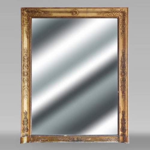 Gilded Louis Philippe period trumeau decorated with flowers and a palmette