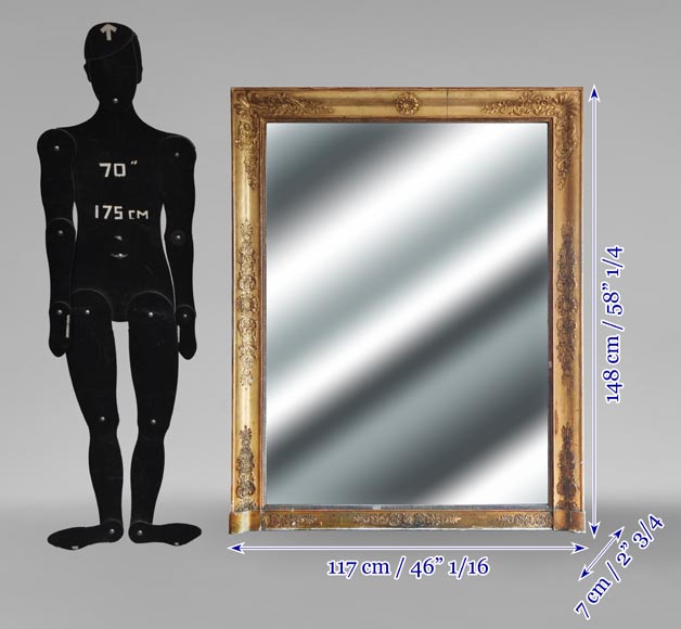 Gilded Louis Philippe period trumeau decorated with flowers and a palmette-6