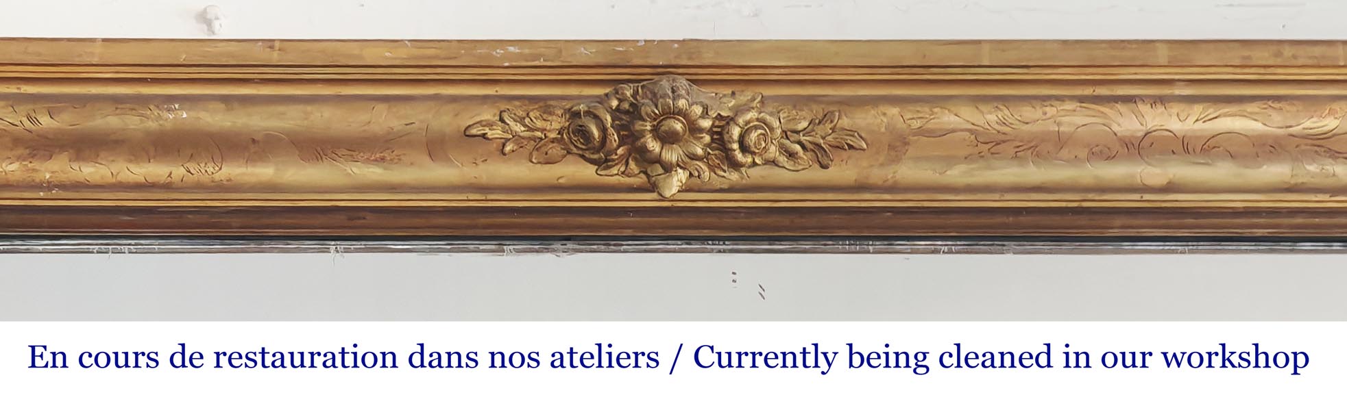 Gilded Louis Philippe period trumeau with floral decoration and engravings-1