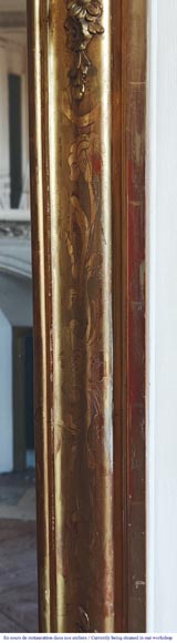 Gilded Louis Philippe period trumeau with floral decoration and engravings-6