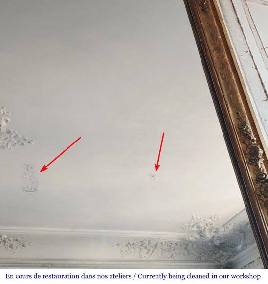 Gilded Louis Philippe period trumeau with floral decoration and engravings-7