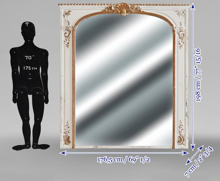 Louis XV style trumeau decorated with a shell in gilt paint-6