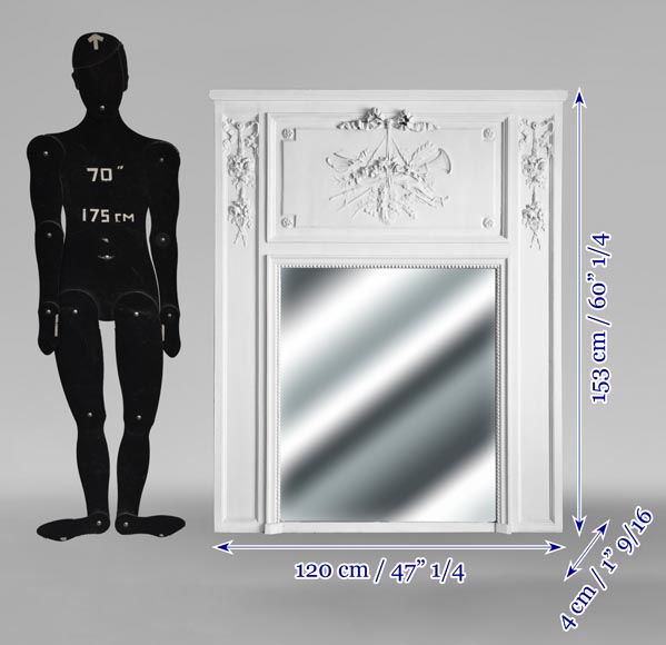 Louis XVI style trumeau with floral decoration-5