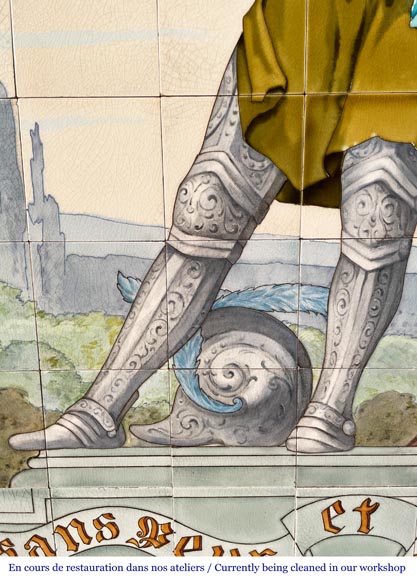 Sarreguemines, ceramic Panel Depicting the “Chevalier Bayard”-8