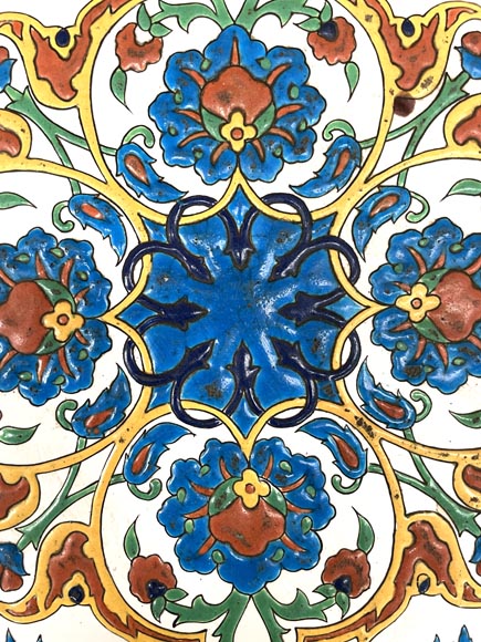 LOEBNITZ Jules (Maison Pichenot), Ebonized Wood and Iznik Style Faience Guéridon-5