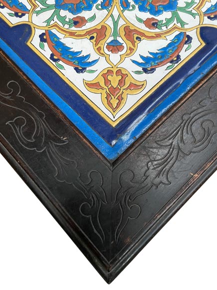 LOEBNITZ Jules (Maison Pichenot), Ebonized Wood and Iznik Style Faience Guéridon-6
