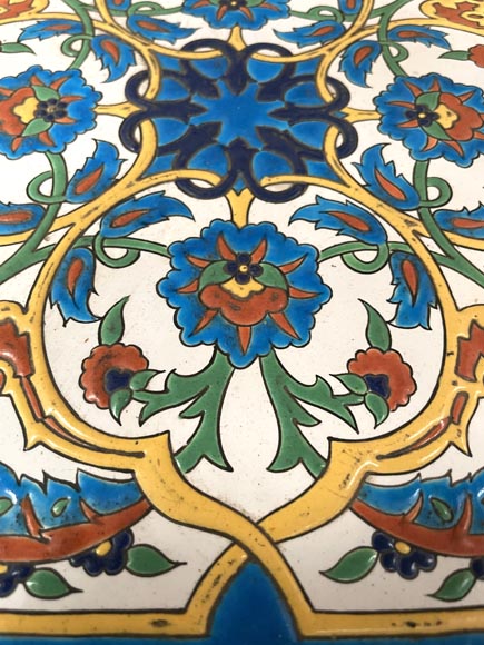 LOEBNITZ Jules (Maison Pichenot), Ebonized Wood and Iznik Style Faience Guéridon-9