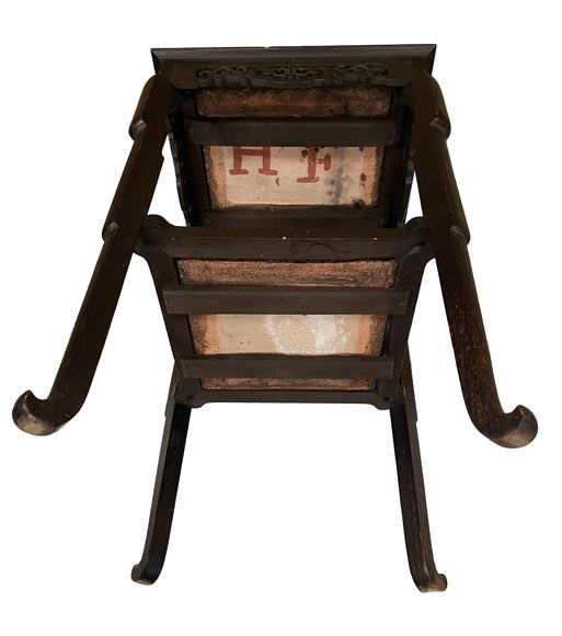 LOEBNITZ Jules (Maison Pichenot), Ebonized Wood and Iznik Style Faience Guéridon-10