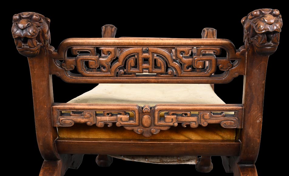The Crystal Staircase (after), Large Japanese-style carved wooden bench with lion and Foo dog heads The Crystal Staircase (after), Large Japanese-style carved wooden bench with lion and Foo dog heads-9