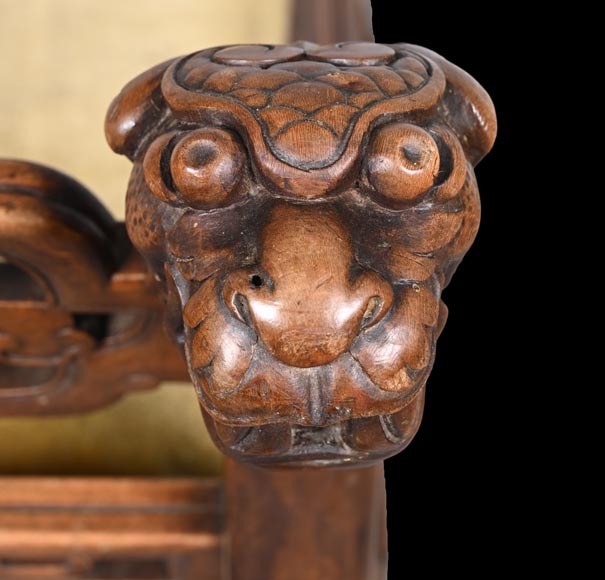 The Crystal Staircase (after), Large Japanese-style carved wooden bench with lion and Foo dog heads The Crystal Staircase (after), Large Japanese-style carved wooden bench with lion and Foo dog heads-11