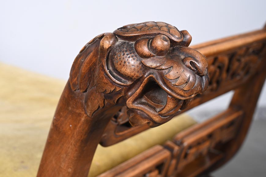 The Crystal Staircase (after), Large Japanese-style carved wooden bench with lion and Foo dog heads The Crystal Staircase (after), Large Japanese-style carved wooden bench with lion and Foo dog heads-13