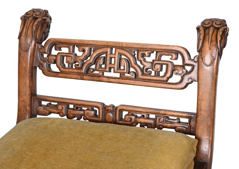 The Crystal Staircase (after), Large Japanese-style carved wooden bench with lion and Foo dog heads The Crystal Staircase (after), Large Japanese-style carved wooden bench with lion and Foo dog heads-14