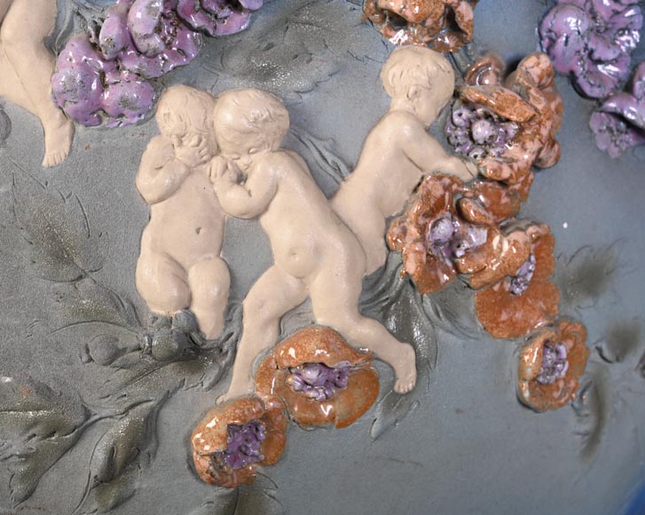 Louis Robert Carrier-Belleuse, “Allegory of Day and Night” Faience Cache-Pot-3