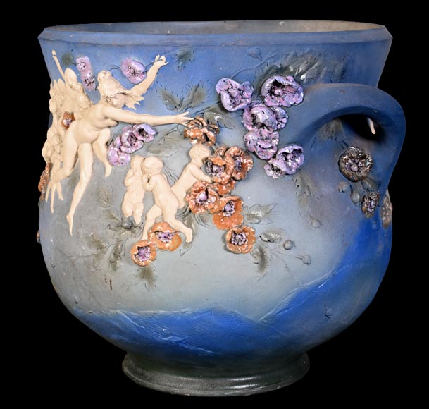 Louis Robert Carrier-Belleuse, “Allegory of Day and Night” Faience Cache-Pot-5