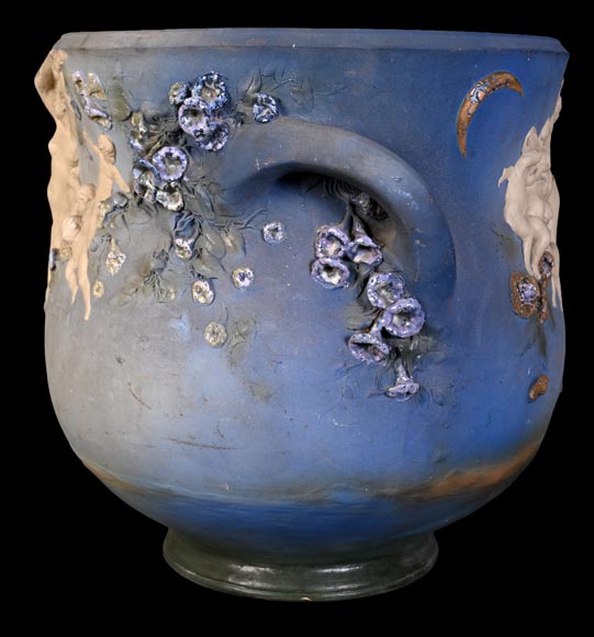 Louis Robert Carrier-Belleuse, “Allegory of Day and Night” Faience Cache-Pot-17