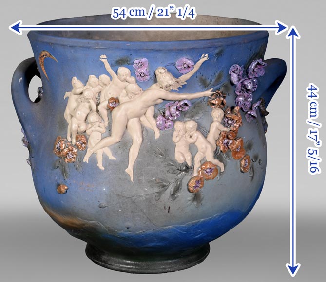 Louis Robert Carrier-Belleuse, “Allegory of Day and Night” Faience Cache-Pot-24