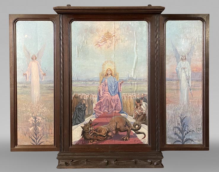 Charles-Édouard MAUGENDRE-VILLERS (1852-1922), Votive Triptych to the Virgin Mary, Protector against the Plague-0