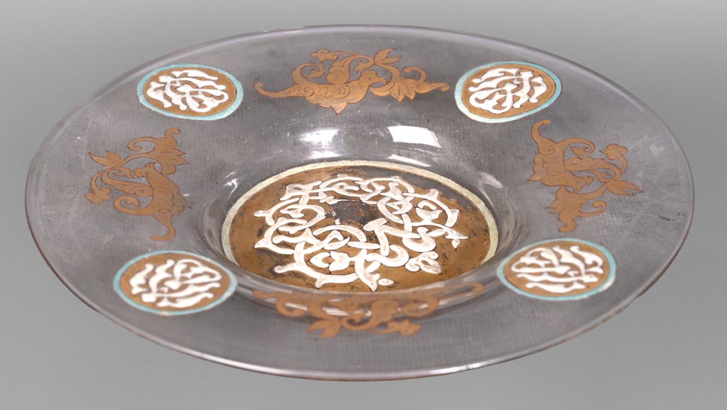 GIBOIN Nicolas-Jean Alphonse — Blown glass dish with enamel and gilt decoration in the hispano-moorish taste GIBOIN Nicolas-Jean Alphonse — Blown glass dish with enamel and gilt decoration in the hispano-moorish taste-0
