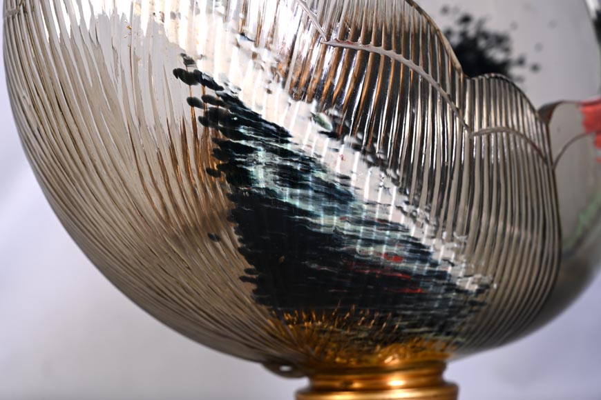 Attributed to L'Escalier de Cristal, François-Eugène Rousseau, and Ernest Léveillé: a Japonist polychrome glass vase encircled by a gilt-bronze iris. Attributed to L'Escalier de Cristal, François-Eugène Rousseau, and Ernest Léveillé: a Japonist polychrome glass vase encircled by a gilt-bronze iris.-9