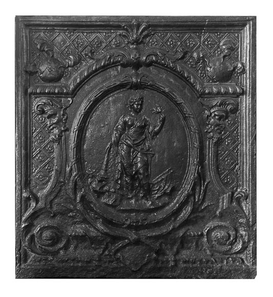 Fireback decorated with an allegory of fire Fireback decorated with an allegory of fire-0