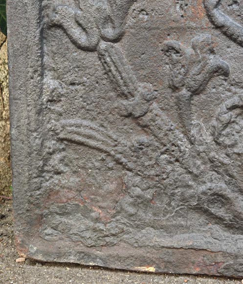 Fireback with geometric coat of arms-5