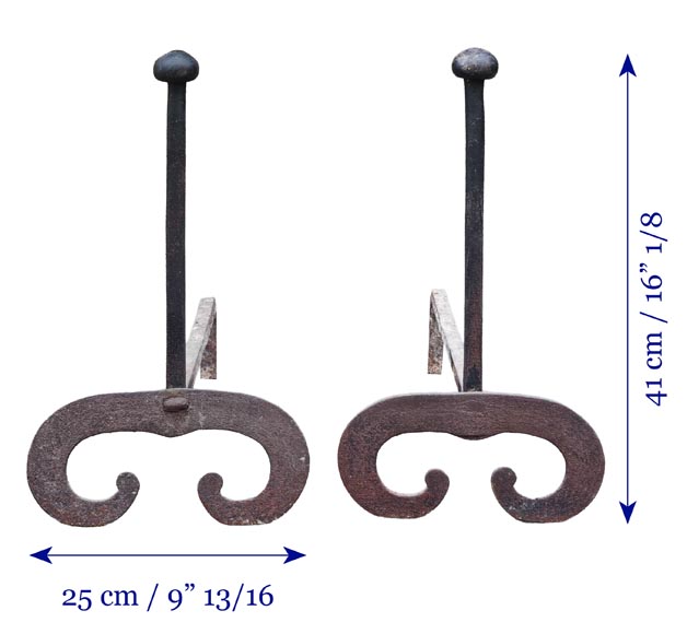 Pair of cast-iron andirons Pair of cast-iron andirons-5
