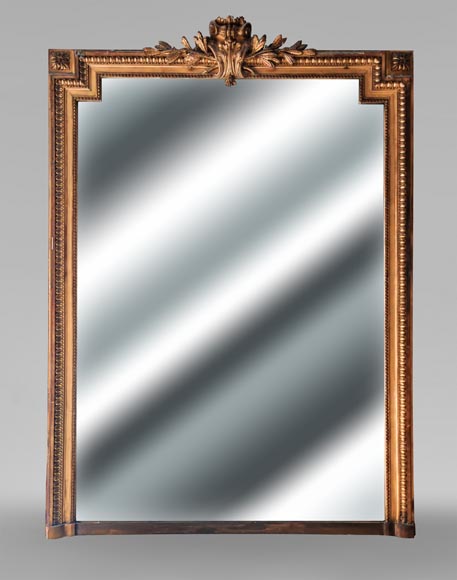 Richly decorated Louis XVI style gilt trumeau mirror Richly decorated Louis XVI style gilt trumeau mirror-0