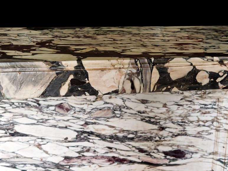 Large Napoleon III style console table in Brèche Violette marble with lion-paw feet. Large Napoleon III style console table in Brèche Violette marble with lion-paw feet.-1